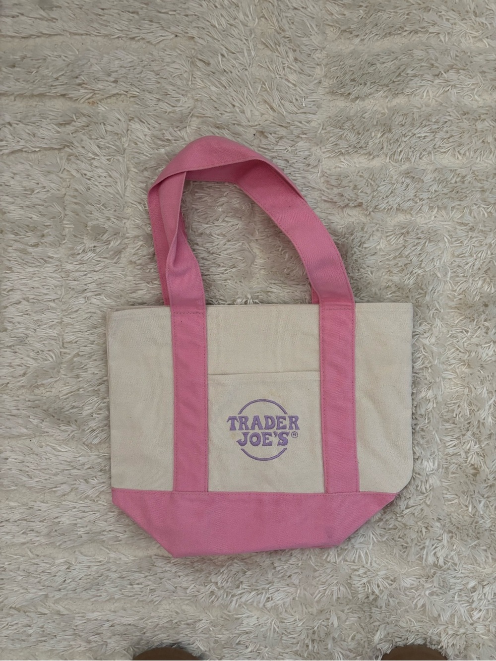 Trader Joe's Pink & Cream Canvas Tote Bag